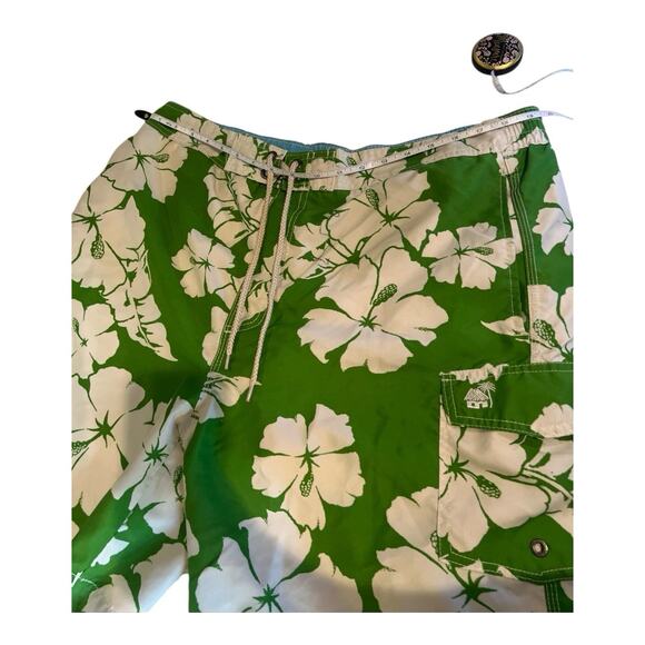 Caribbean Joe Hawaiian Kelly Green White Swim Trunks Rn0100576 Men’s Size XL - Picture 6 of 6